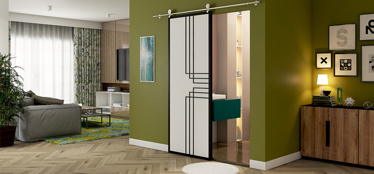sliding bathroom door installation in Rossmoor